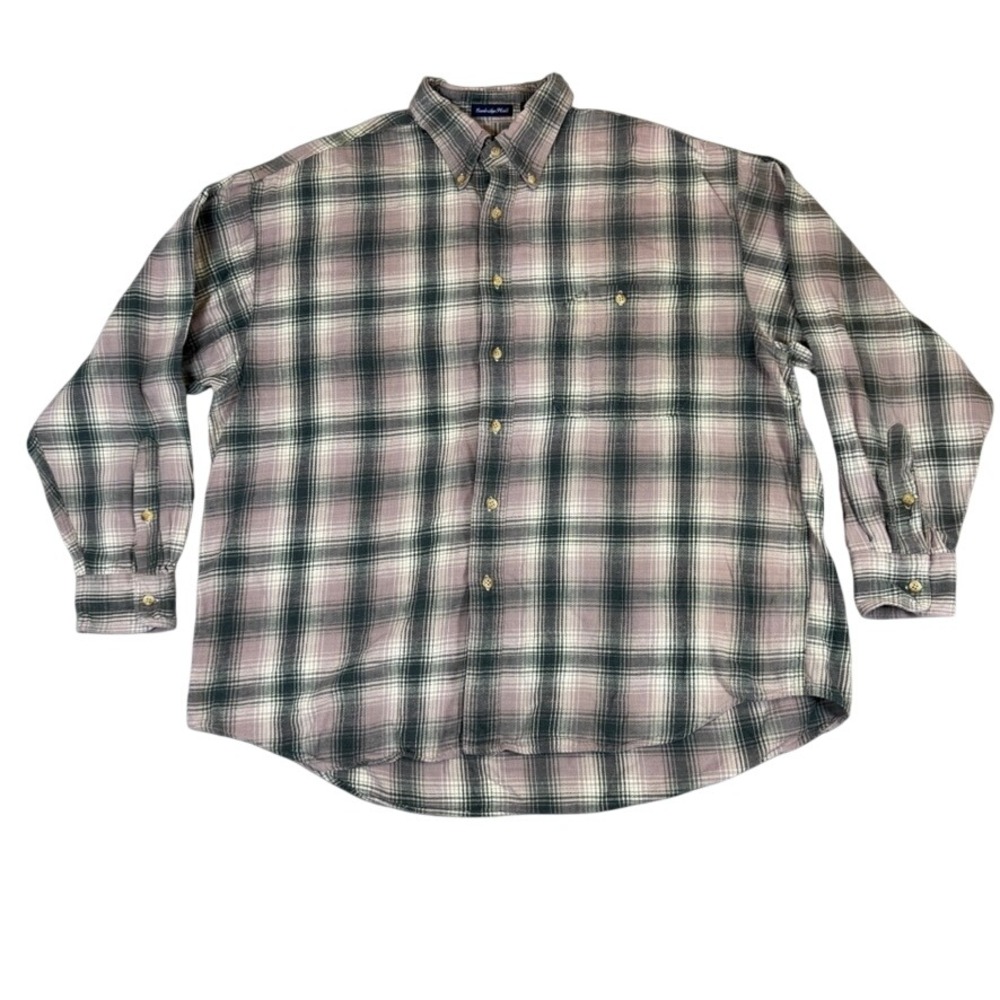 Gant Cambridge Plaid Shirt Mens XL Purple Grey Green Flannel Button Down Cotton